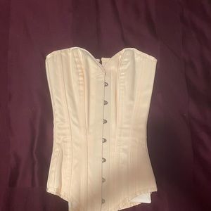 Cream Long Line Satin Corset